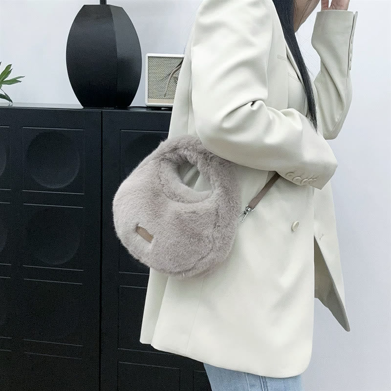 Faux Fur Purse For Women Adjustable Strap Small Crossbody Bag