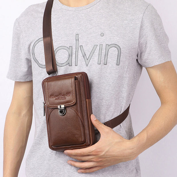 Small Messenger Bag For Men Business Genuine Leather Portable Bag