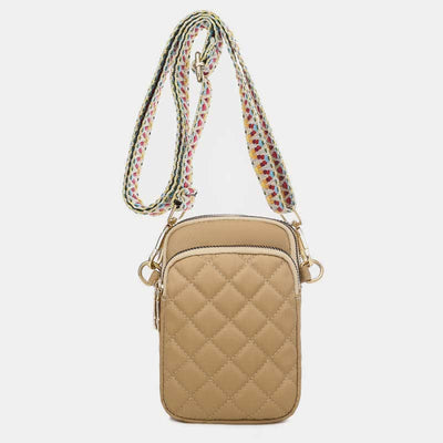 Triple Zip Quilted Crossbody Phone Bag Sling Purse for Women Girls