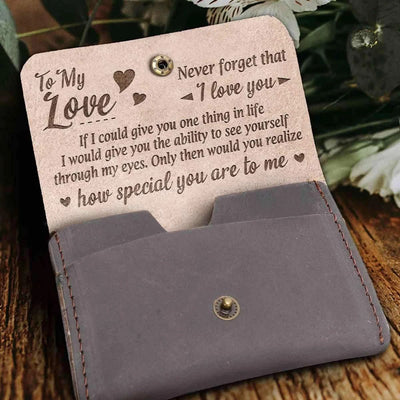 Clamshell Wallet For Family Engraving Leather Purse Birthday Gift