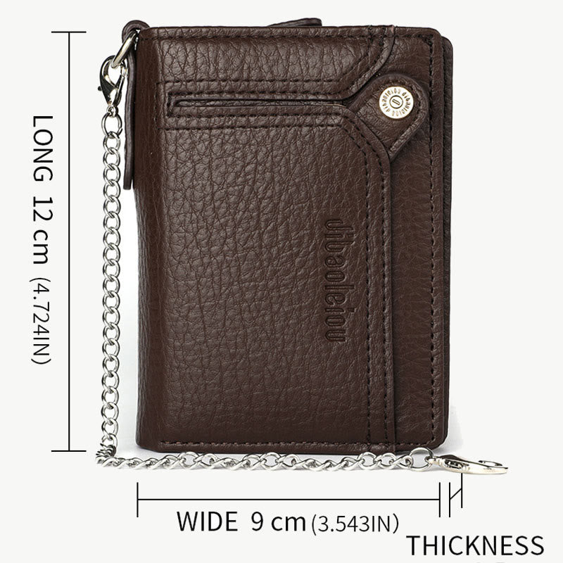 Antitheft Chain Wallet For Men Retro Leather Money Clip