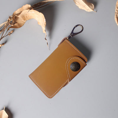 Multifunctional Leather Card Holder Ultra Thin Mini Key Ring Wallet