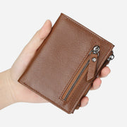 Genuine Leather RFID Wallet For Men Minimalist Large Retro Purse