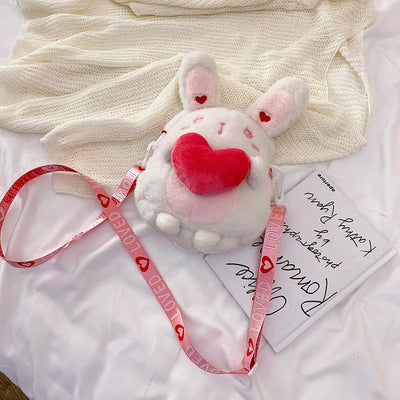 Cute Cartoon Small Backpack Lolita Rabbit Plush Bag For Girl