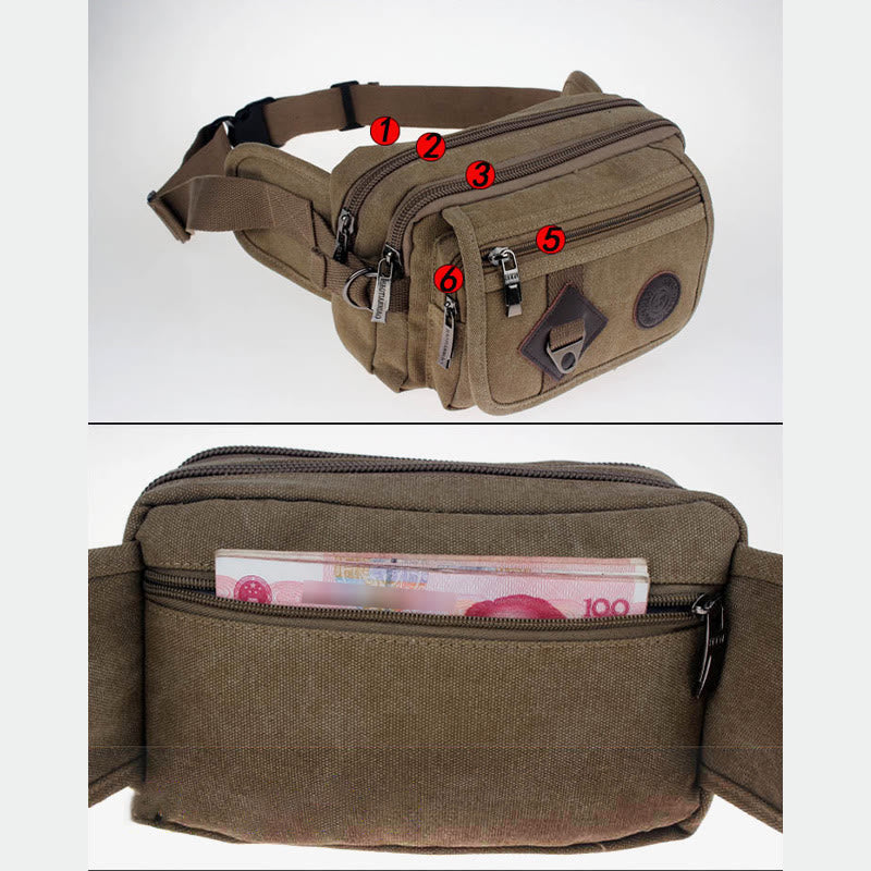 Canvas Belt Bag Outdoor Riding Mens Sports Waist Bag