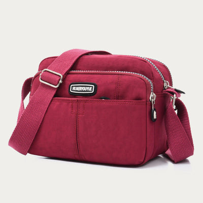 Casual Crossbody Bag For Women Waterproof Triple Layers Nylon Bag