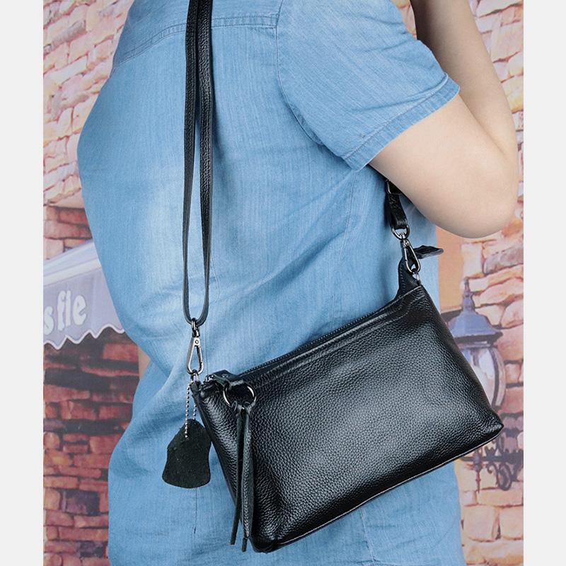 Genuine Leather Tassel Shoulder Crossbody Bag