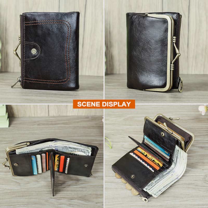 Women RFID Blocking Wallet Large Capacity Multi-Slot Leather Card Holder