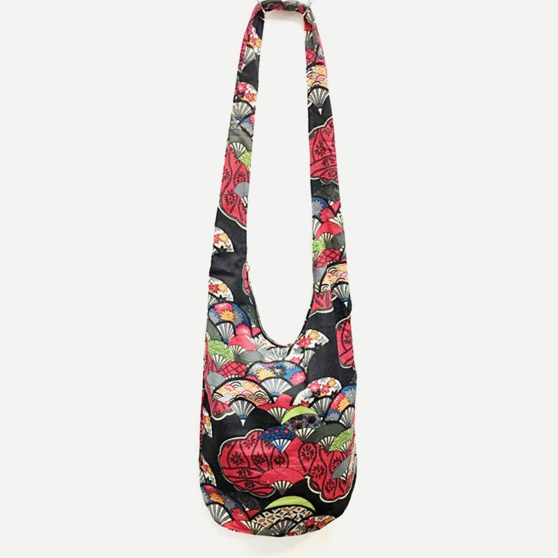 Shoulder Bag for Women Printing Flower Daily Cotton Crossbody Bag