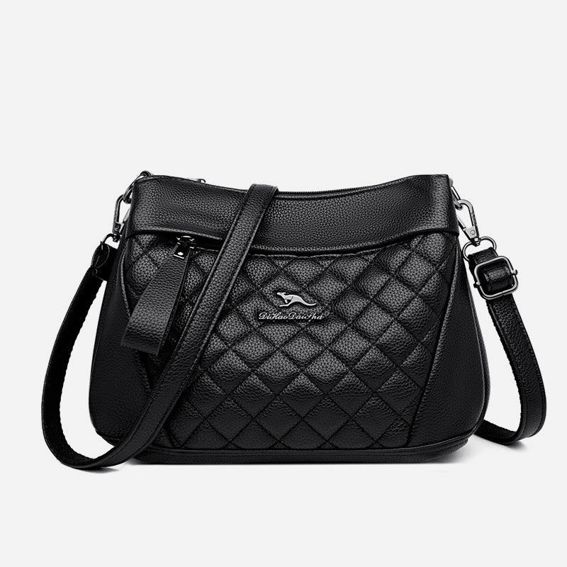 3 Layer Quilted Faux Leather Crossbody Bag Purse For Women