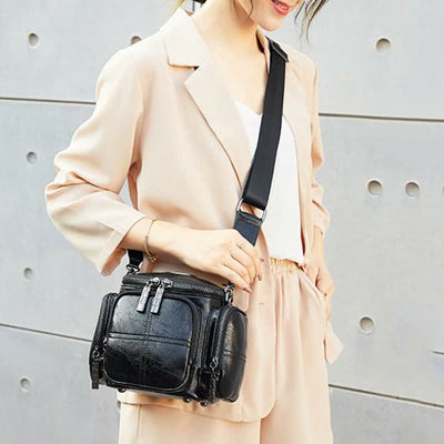 Retro Small Camera Bag for Women Oil Wax Leather Crossbody Purse