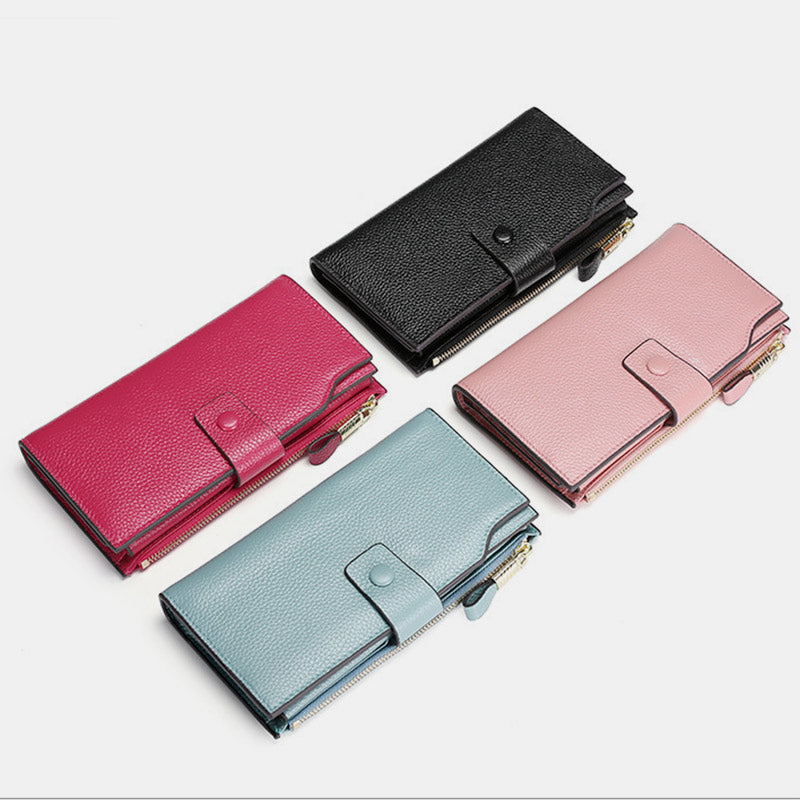 RFID Retro Large Capacity Long Purses With Zipper Pocket