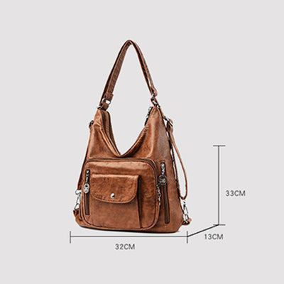 Multi-Pocket Large Capacity Leather Vintage Bag Tote Bag