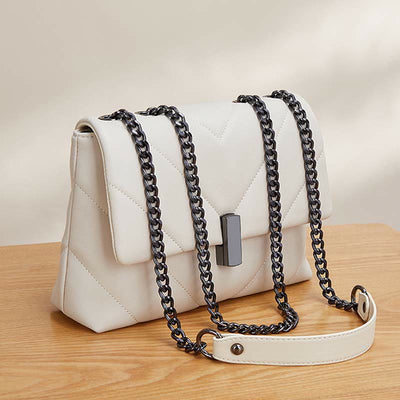 Diamond Chain Bag For Women Genuine Leather Square Underarm Bag