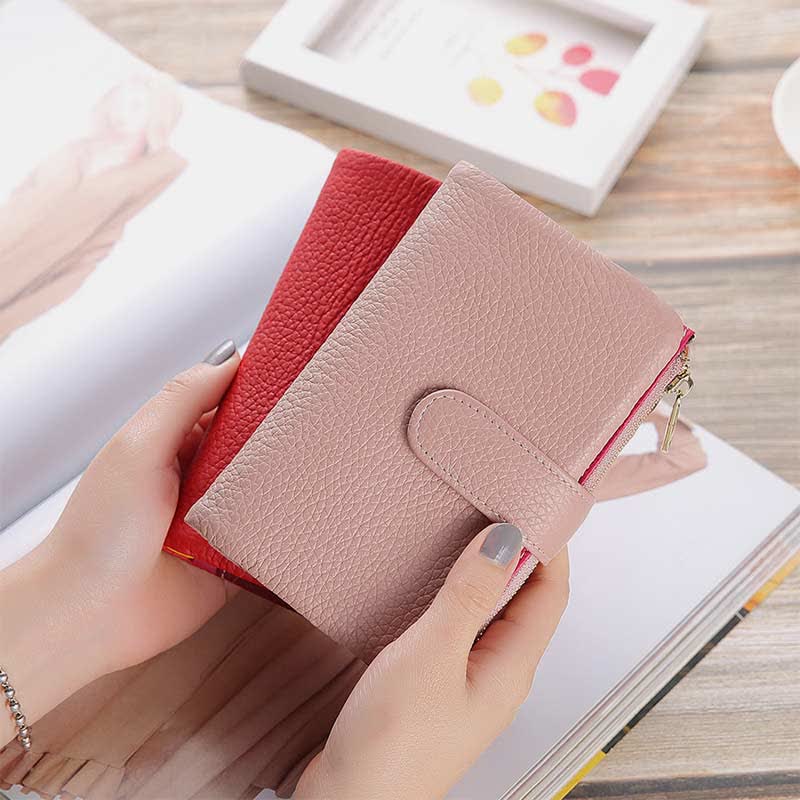 Multi-Slot Real Leather Wallet for Women RFID Blocking Bifold Compact Wallet