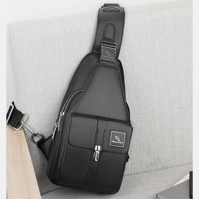 Men Leather Sling Bag Multipurpose Casual Bag Chest Bag Shoulder Bag