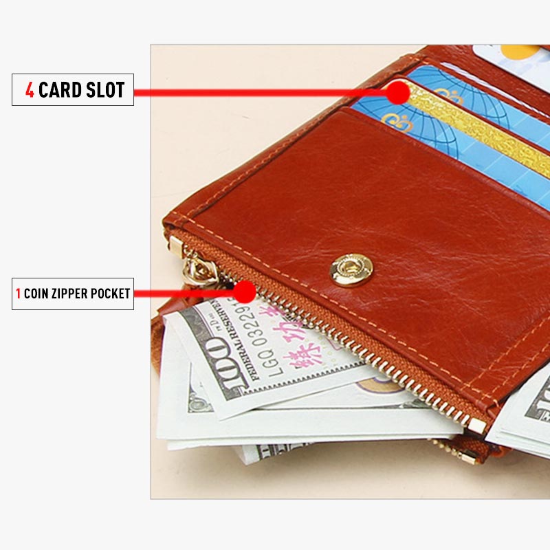 Multi-Slot Embroidery Vintage Genuine Leather Short Wallet