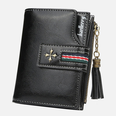 Short Bifold Wallet Retro Multi Slot Women Leather Purse