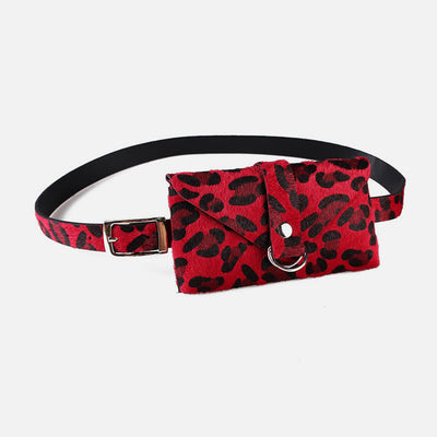 Leopard Pattern Waist Bag Women Artificial Horse Hair Belt Bag