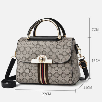 Women Clamshell Buckle Handbag Detachable Strap Retro Crossbody Bag