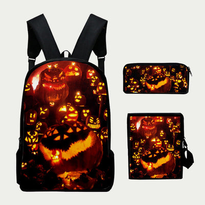 Halloween Backpack For Kids Water Resistant Travel Bag Set