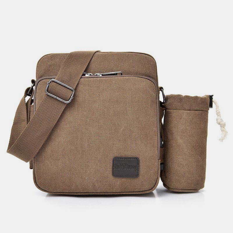 Vintage Canvas Crossbody Bag for Men Multifunctional Daypack Shoulder Bag