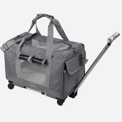 Rolling Pet Carrier Foldable Breathable Pull Rod Pet Bag