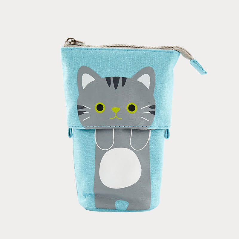 Cute Cat Pattern Appealable Canvas Daily Pencil Case Storage Bag