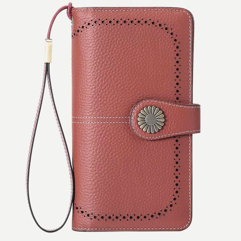 Women RFID Blocking Leather Wallet Multi-slot Credit Card Holder Clutch