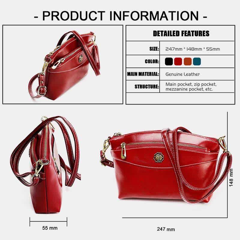 Retro Real Leather Crossbody Bag for Women Roomy Small Phone Bag