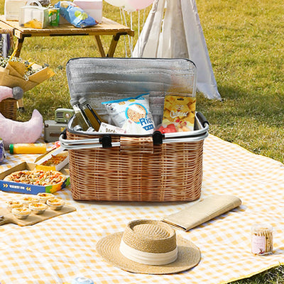 Cooler Bag For Beach Outing Foldable Thicken Oxford Picnic Basket