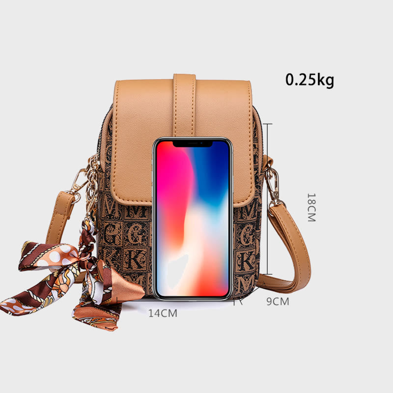 Phone Bag For Women Alphabetic Printing Ribbon Decoration Crossbody Bag