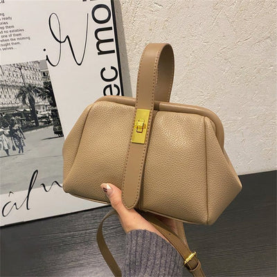 Buckle Phone Bag For Women Elegant Leather Handbag Crossbody Bag