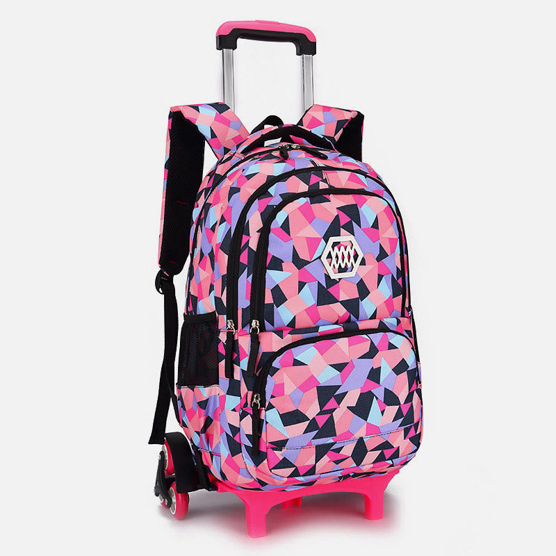 Rolling Wheels School Bag For Boys Girls Colorful Printing Backpack