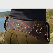 Medieval Waist Bag For Women Cosplay Leather Utility Hip Bag