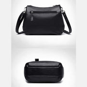 Triple Compartment Leather Handbag for Women Small Casual Crossbody Shoulder Bag
