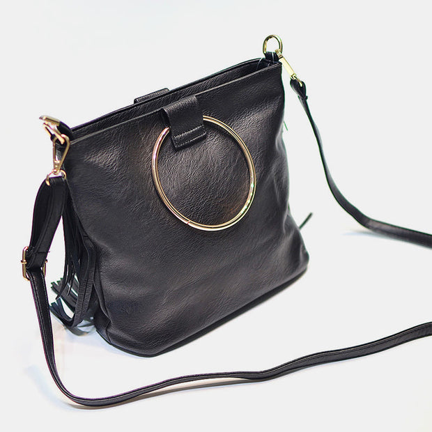 Tassel Leather Handbag For Women Music Party Classic Crossbody Bag