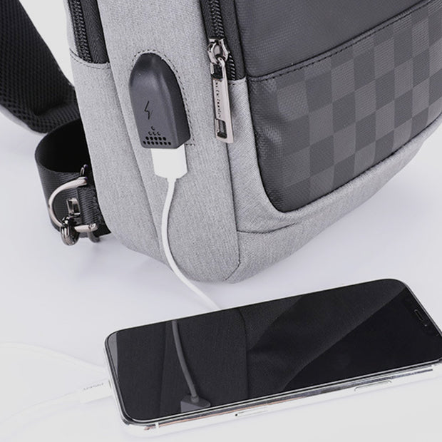 Large Capacity Anti-theft Waterproof USB Charging Sling Bag