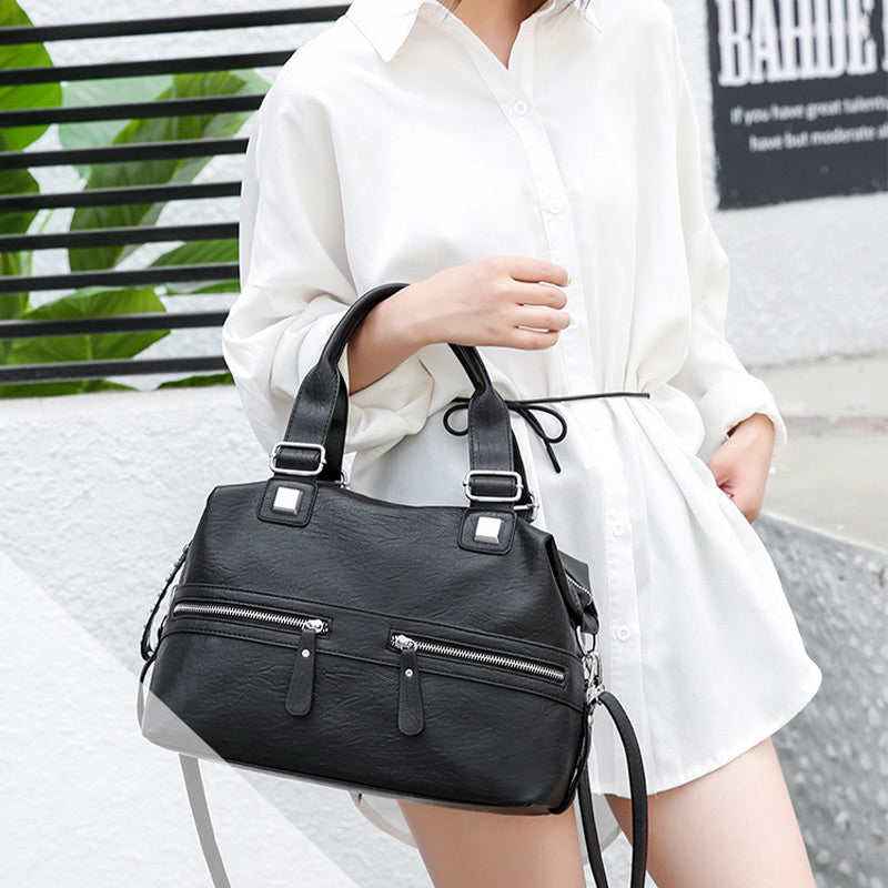 Large Capacity Durable Vintage Soft Leather Tote Bag