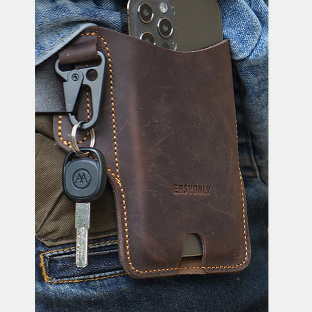 Leather Phone Holster Cellphone Holder Quick Access With Belt Loop