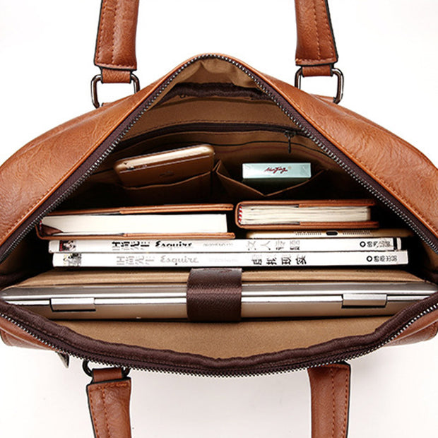 Vintage Briefcase for Men Laptop Computer Business Travel Messenger Bag