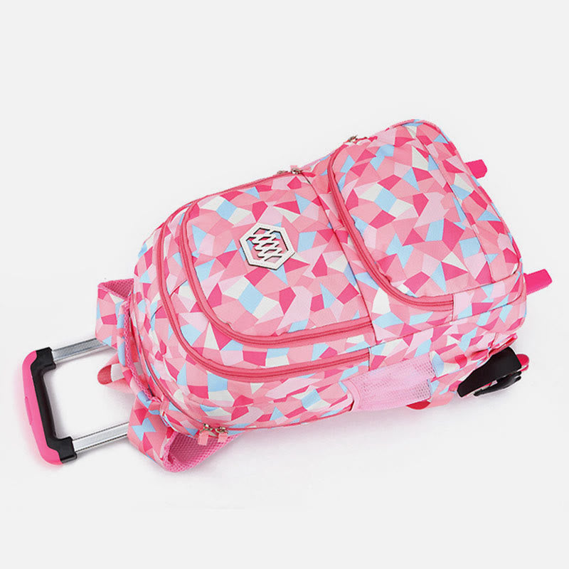 Rolling Wheels School Bag For Boys Girls Colorful Printing Backpack