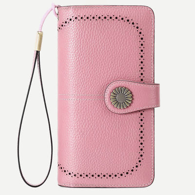 Women RFID Blocking Leather Wallet Multi-slot Credit Card Holder Clutch