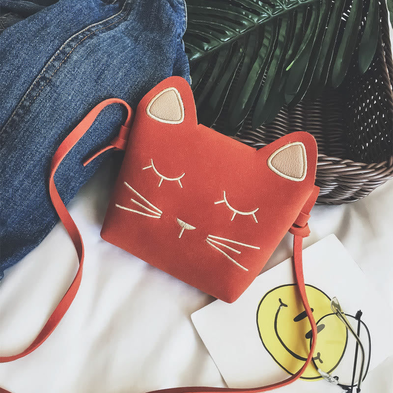 Cute Mini Kitten Crossbody Bag For Kids Small Leather Purse