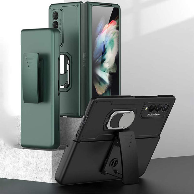 Phone Holder Holster For Galaxy Z Fold 3 Rotating Kickstand Clip Phone Case