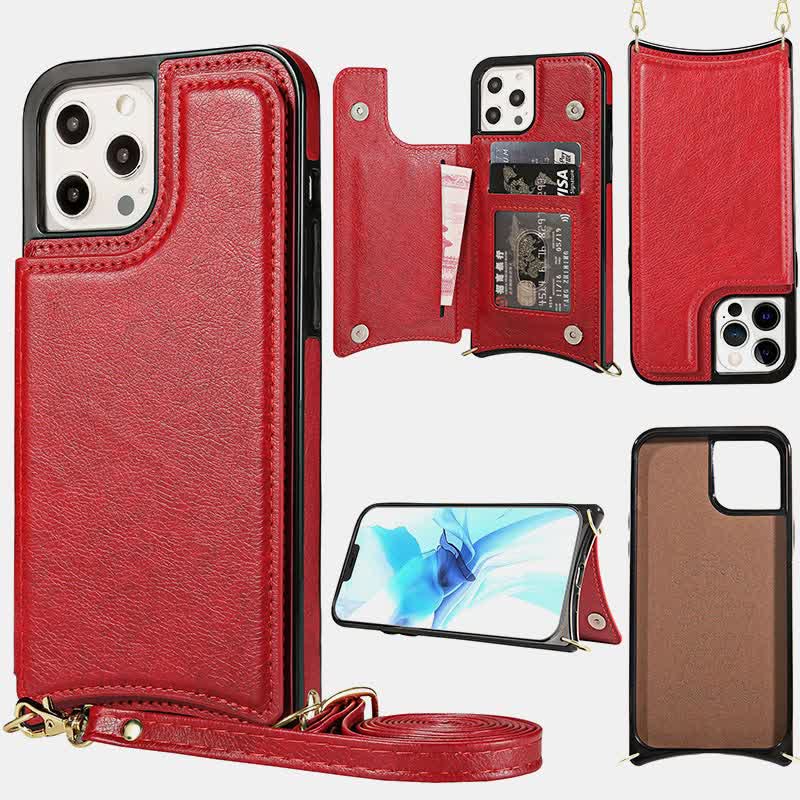 Compatible with iPhone Kickstand Wallet Case Phone Bag with Crossbody Strap