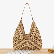 Straw Shoulder Bag For Women Hollow Out Holiday Beach Bag