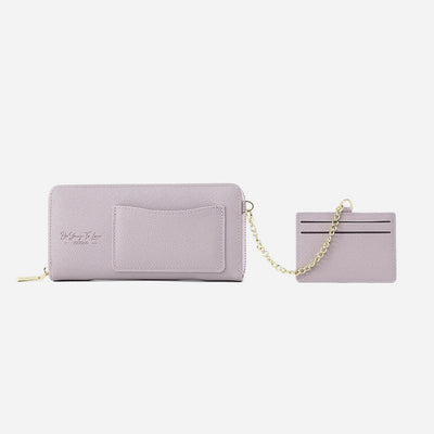 Horizontal Long Checkbook Wallet Solid Color Zipper Coin Purse