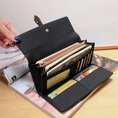 Multi-slot Fashion Women's Leather Wallet Trifold Long Wallet Card Holder