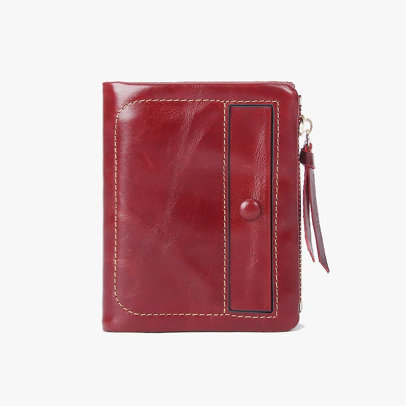 Multi-Slot Embroidery Vintage Genuine Leather Short Wallet